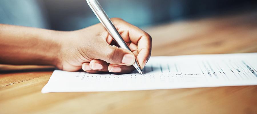 Patient fills out form